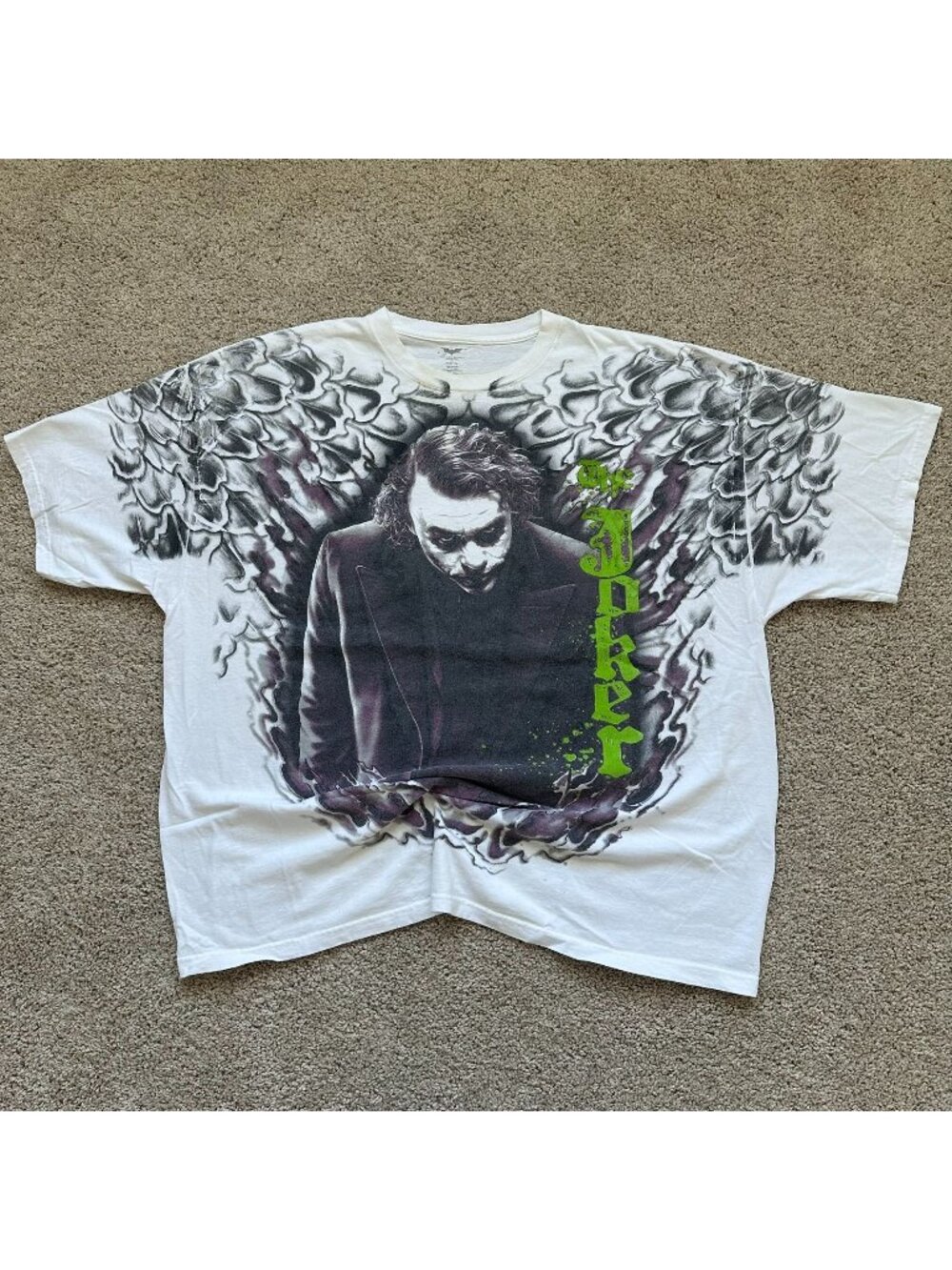Vintage Y2K Dark Knight Joker AOP T-Shirt All Over Print Heath Ledger DC Comics